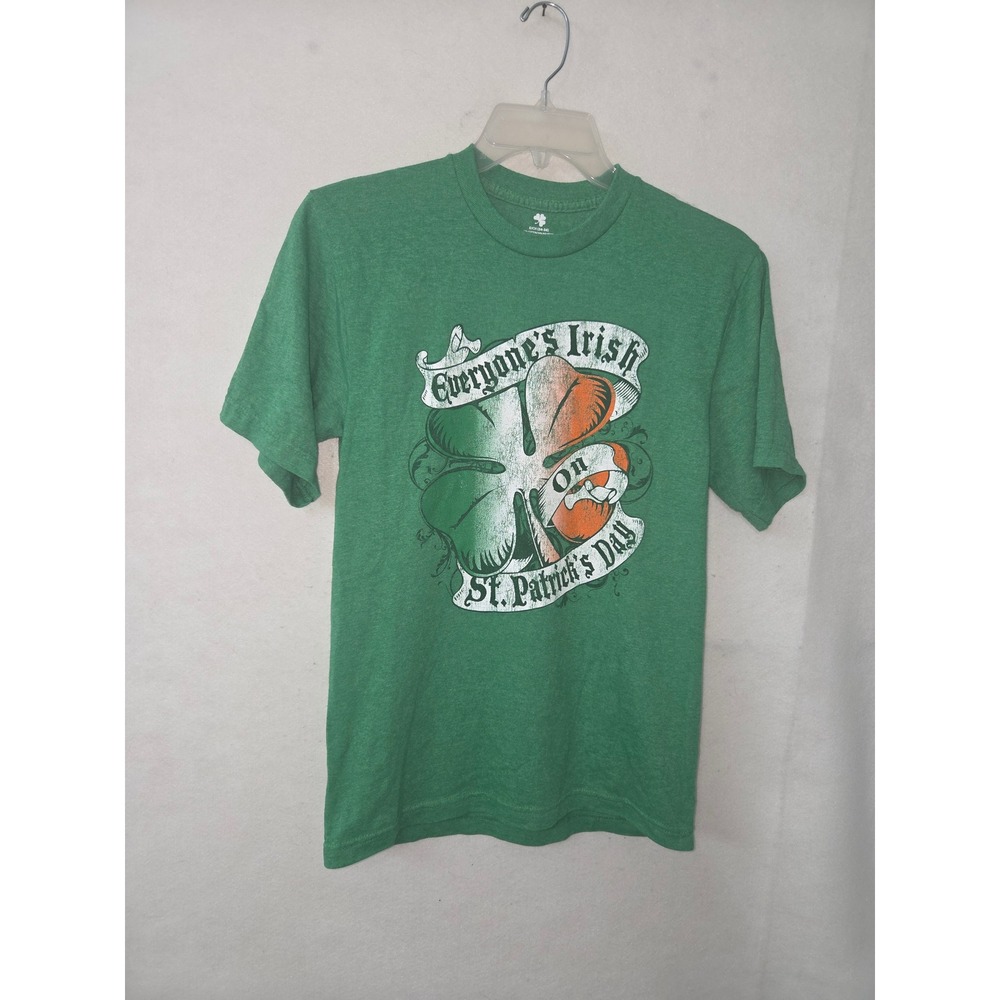 St Patricks Day Graphic T-Shirt Mens Small Green Clover SS Everyone's Irish